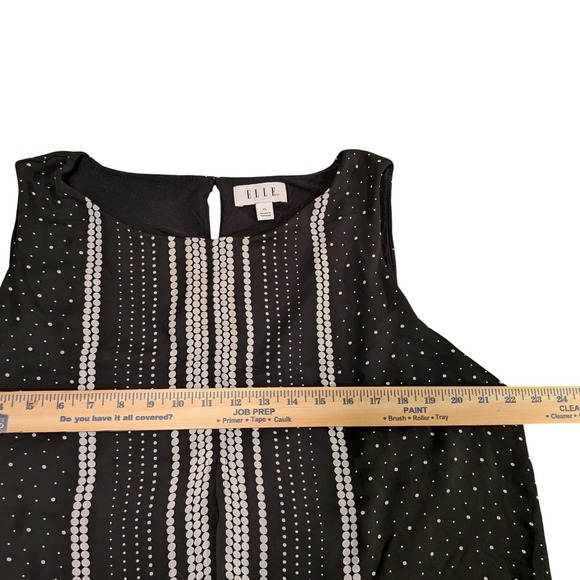 Elle Womens XL Black White Polka Dot Geometric Sleeveless Blouse Tank Top - Picture 4 of 9